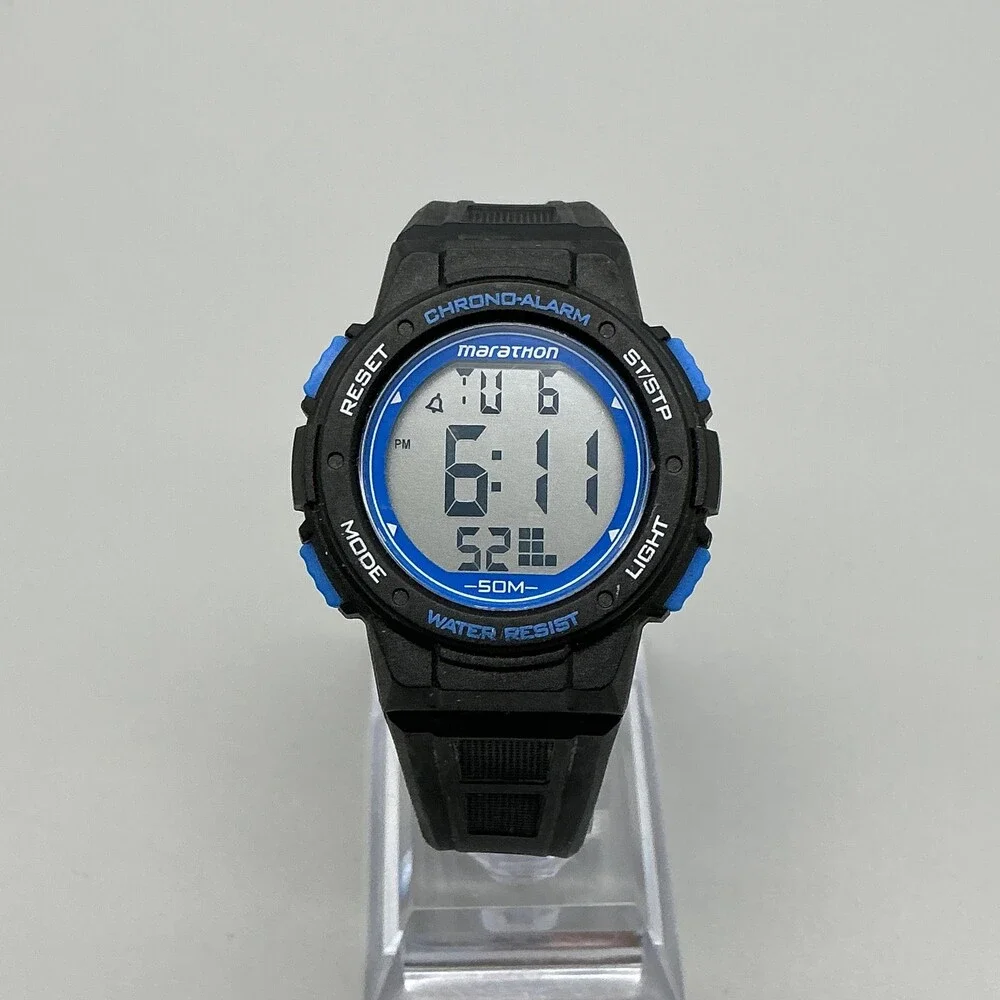 Marathon Mens Watch 38mm Digital Black Resin 50M Alarm Chronograph TW5K84800